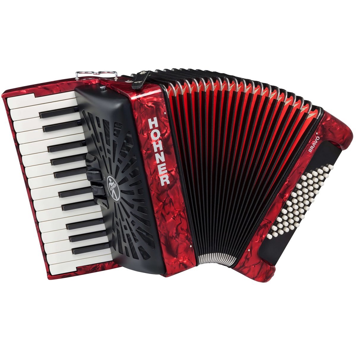 Hohner Bravo II 48 Front (Red Color)